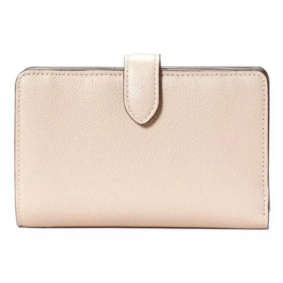 New Kate Spade Elsie Medium Compact Bifold Wallet Leather Warm Beige - Picture 2 of 3